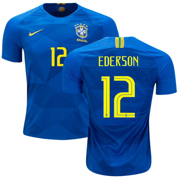 Brazil #12 Ederson Away Soccer Country Jersey